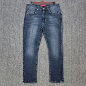 MBX Jeans Mens 32x27* Blue Dark Wash Slim Fit Straight Leg Stretch Denim